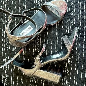 Steve Madden - gun metal silver block heel